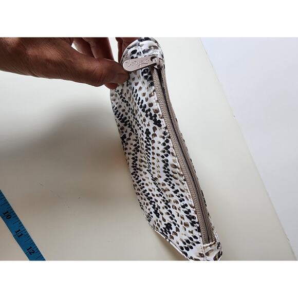 THIRTY-ONE White with Black and Tan Zip Top Cosmetic Small Bag NWOT - Picture 5 of 5